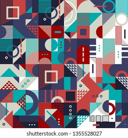 Geometry minimalistic retro poster with simple shape. Abstract vector pattern design for web banner, business presentation, branding package, fabric print, wallpaper, background, packaging