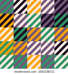 Geometry minimalistic seamless pattern with rectangles, squares, circles, simple shape and figure. Abstract vector design template for web banner, corporate identity, fabric print, wallpaper.