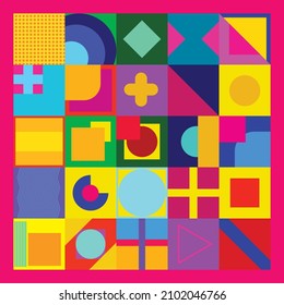 Geometry minimalistic with simple shape and colorful. Abstract vector pattern design in modern style for web banner, business presentation, branding package, fabric print, wallpaper, banner, book