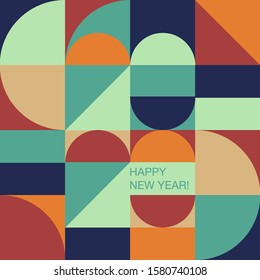 Geometry minimalistic typography of 2020 New Year. Simple shape and figure. Conceptual  Happy New year design for cards and invitations. Design in Scandinavian style.