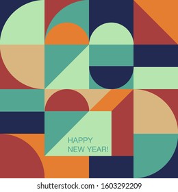 Geometry minimalistic typography of 2021 New Year. Simple shape and figure. Conceptual Happy New year design for cards and invitations. Design in Scandinavian style.