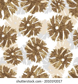 Geometry modern repeat brown pattern with textures, Seamless monochrome retro floral pattern. grey and beige background.