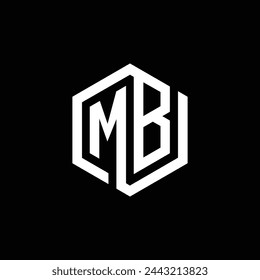 Geometry monogram letter M and B shaped into hexagonal
