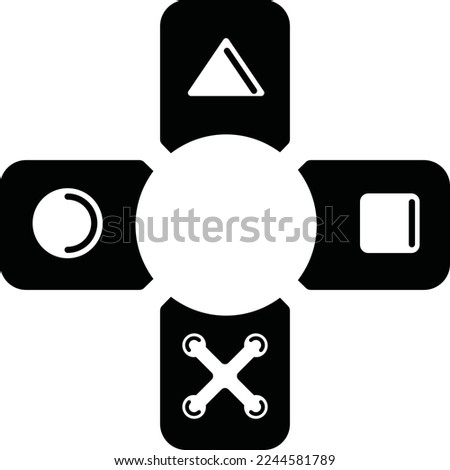 Geometry Neon lights in the room with Modern Blue Ambient lights background. Game symbols playstation icons. 3D Render