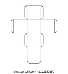 Geometry net of cube. 3d solid shape in mathematics