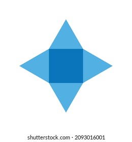 Geometry net of square-based pyramid. 3d solid shape in mathematics