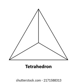 Geometry net of tetrahedron. 3d solid shape in mathematics