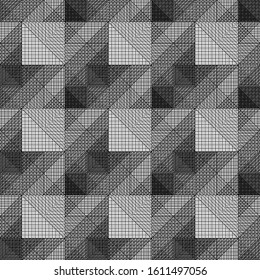 Geometry objects in line-art style. Abstract geometric pattern. Pattern can be used for wallpaper, cover fills, web page background, surface textures, textile fabric. Vector linen texture.