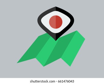 Geometry on the map icon, japan, sushi