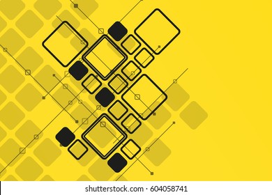 Geometry on a yellow background. Web-brochure, Internet leaflet, wallpaper or poster cover. Geometric style, colorful realistic glossy arrows with copyspace. Banner with a directed idea