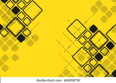 Geometry on a yellow background. Web-brochure, Internet leaflet, wallpaper or poster cover. Geometric style, colorful realistic glossy arrows with copyspace. Banner with a directed idea