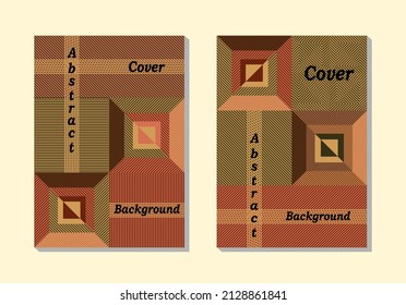 Geometry optical illusion art set. Abstract vector background with strips in pink,dark green and red. Art design for poster, print, cover, wallpaper, wall art, business, presentation, decoration.