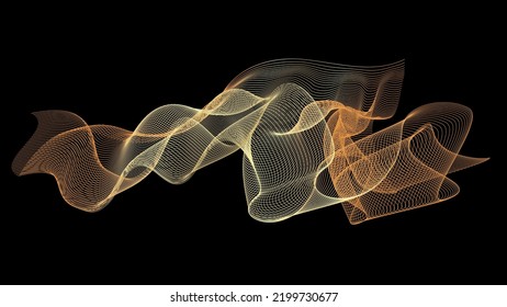 Geometry pattern with nice curves transitons, backgroud. Vector illustration of golden tones on black - beauty of lines, suitable for different kind of backgrounds - presentations, documents, video