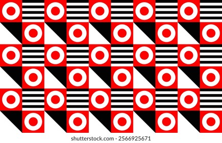 Geometry Pattern with red, black and white colors