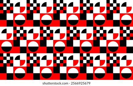 Geometry Pattern with red, black and white colors