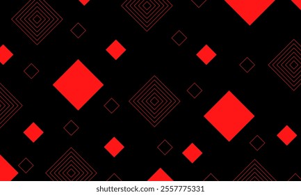 Geometry Pattern: Red squares on a black background