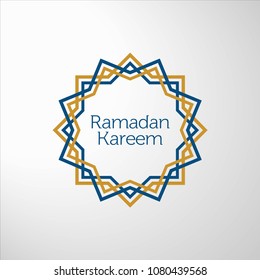 geometry pattern with the words ramadan kareem, beige and blue