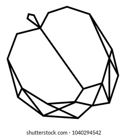 Geometry Polygon Modern Delicious Fresh Healthy Apple Fruit Food - Half Apple with Leaf. Black and White Graphic Design Resources, Elements for Poster, Shirt, Card, Mug. Vector Illustration