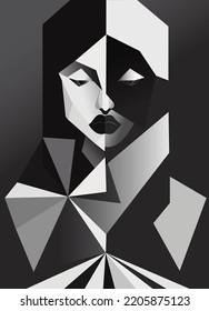 A geometry portrait of a woman in shadow