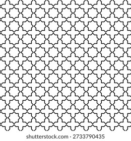 Impresiones de geometría. Abstractas patrón geométrico sin fisuras. Repitiendo aislamiento negro shweshwe sobre fondo blanco. Repetido diseño suroeste. Patrón de Vector. Enrejado gráfico.  Ilustración de Sashiko.