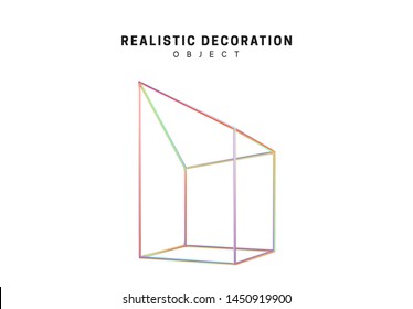 Geometry Realistic shape 3d objects with gradient holographic color of hologram. Geometric decorative design elements isolated on white background. vector illustration.