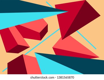 geometry red pink blue colors abstract polygons background