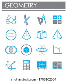 Geometry related icons set on background for graphic and web design. Creative illustration concept symbol for web or mobile app.