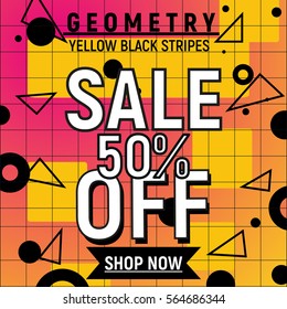 Geometry retro memphis 90s 80s poster for 50 sale