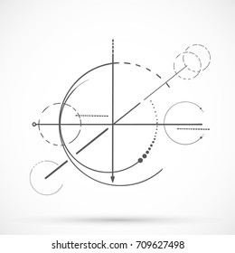 Geometry scheme sacred line circle symbol on white background