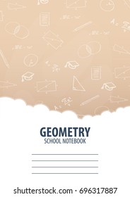 Geometry School Notebook template. Back to School background. Education banner