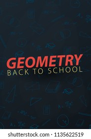 Geometry School subject with hand-draw doodles. Education banner. Vector illustration