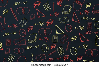 Geometry School subject with hand-draw doodles. Education banner. Vector illustration