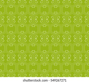 geometry seamless pattern. abstract hexagon. vector illustration. modern ornament. green color