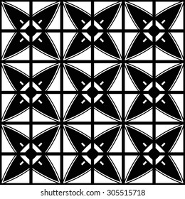 Geometry seamless pattern. Black and white background.