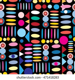 Geometry seamless pattern colorful spots on a dark background