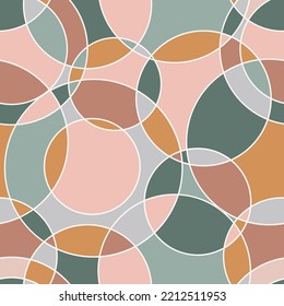 Geometry seamless pattern with decorative shapes in pastel colors. Neutral vector texture with abstract circles. For textiles, wrapping paper, gift paper.