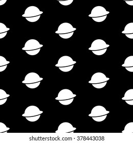 Geometry seamless pattern with Saturn. Black and white space. Editable For Your Design.
