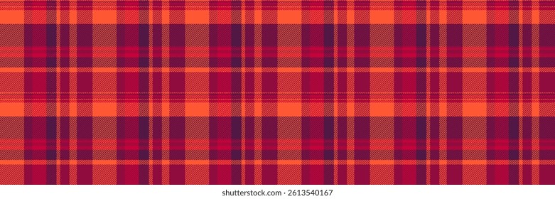 Geometry seamless textile fabric, rest check plaid pattern. Manufacture texture tartan background vector in pink and red colors palette.