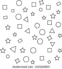Geometry set of drawn icons isolated white background.