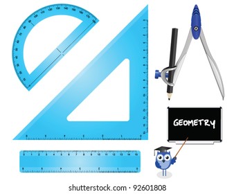 Geometry Set instruments isolated on white background