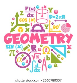 Geometría. Un conjunto de iconos científicos. Aislado sobre fondo blanco. Ilustración vectorial.