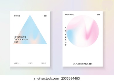 Forma de geometría. Plantilla de los 90. Textura de Espectro. Fluido iridiscente. Cubierta de arco iris rosa. Anuncio pastel. Efecto Antiguas. Forma de geometría violeta