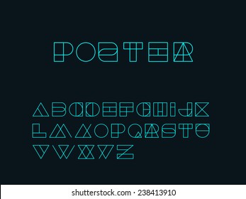 Geometry Shape form alphabet set - outlined
