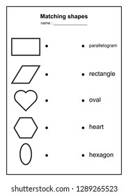 geometry shape matching game. educational geometric shapes game.
printable learning material for kids . black and white printables game illustration