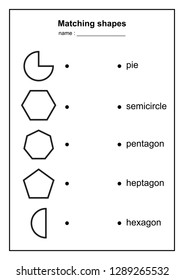 geometry shape matching game. educational geometric shapes game.
printable learning material for kids . black and white printables game illustration