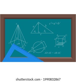Geometry shape and math formula on vector blackboard
