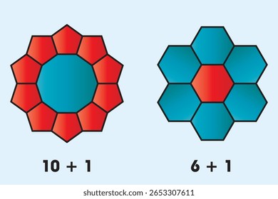 Geometry shape. Pentagon and hexagon. Mathematics, geometry, science, education. Architecture and geometric shape.