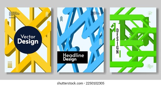 Geometría, formas y líneas. Ilustración vectorial. Conjunto de afiches abstractos. Diseño para portada, afiche, folleto, banner, tarjeta de visita.