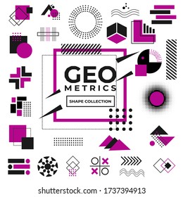 Geometry shapes set with bright and dark color combinations. Design elements for magazines, leaflets, billboards, sales, leaflets, brochures - vectors