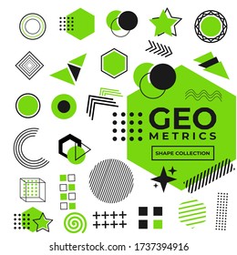 Geometry shapes set with bright and dark color combinations. Design elements for magazines, leaflets, billboards, sales, leaflets, brochures - vectors